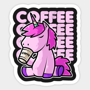 Cute Unicorn Drinking Coffee Kawaii Neko Anime print Sticker